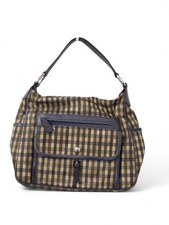 Ladies AQUASCUTUM Brown Check Blue Leather Handbag W46