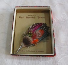 Vintage ATHOLE Real Scottish Pume Feather Brooch Pin