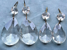 2x Vintage Chandelier Pear Drops with Button.  2 variations D3/4