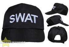 ADULTS SWAT CAP FBI BLACK POLICE HAT FANCY DRESS MILITARY STYLE ACCESSORY LOT