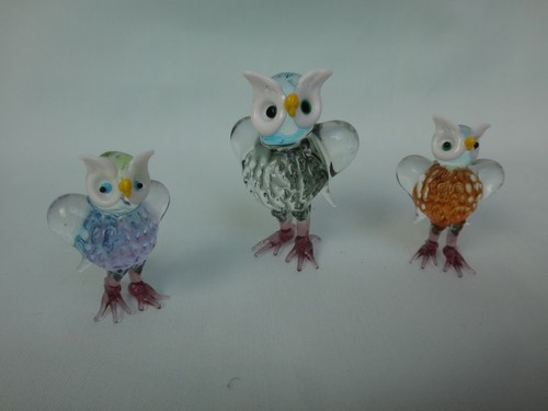 Glass owl miniature 4cm - glass,