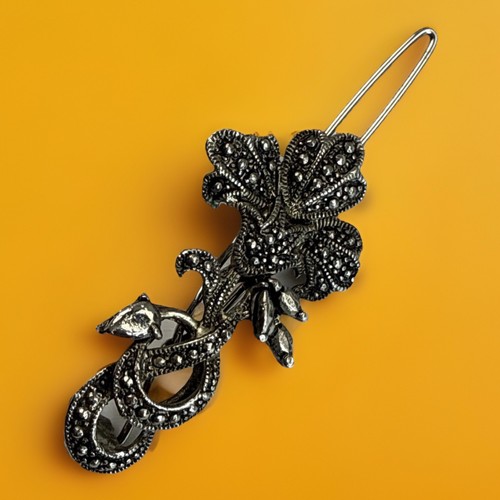 Art deco floral barrette - art,