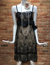 Warehouse Black Lace Flapper Inspired 1920s Gatsby Charleston Dress Size 10-12