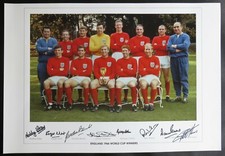 England 1966 World Cup Photo Signed by 8 Gordon Banks Geoff Hurst Jack Charlton