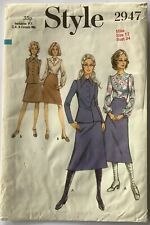 Style 2947 Sewing Pattern UNCUT Peplum Jacket, V-Yoke Back Zip Blouse, Skirt 12