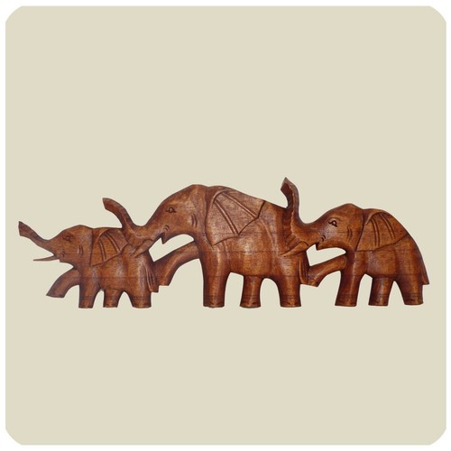 Elephant wooden mask wall - 3,