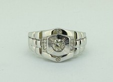 18k White Gold Diamond Signet