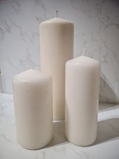 White Pillar Chunky Candles X 3 New