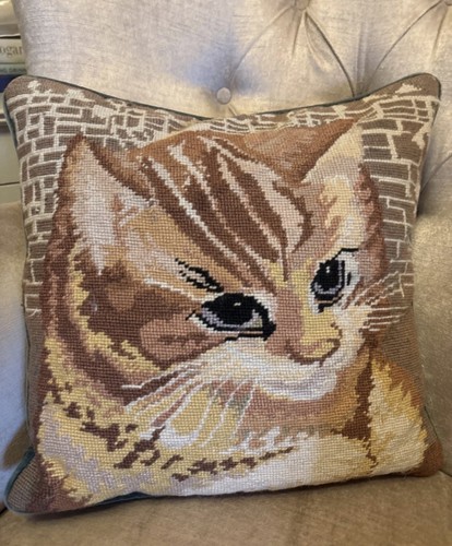 Vintage tapestry cat - cat, cushion