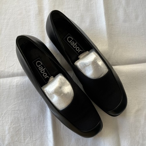 Gabor black leather court - black,