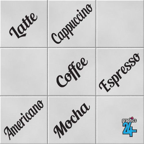Coffee words vinyl wall tile - vinyl,