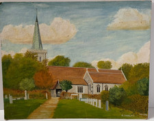 VINTAGE OIL PAINTING CHAPEL