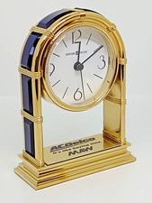 Howard Miller 645-197 Polished Brass & Sapphire 6.5” Table Clock Vintage NOS