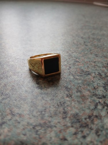 Mens gold plated signet ring - gold,