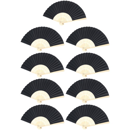 9pcs blank folding fans black - fans,