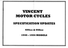 VINCENT MOTORCYCLES SPECIFICATION UPDATES 1946-1956 MODELS