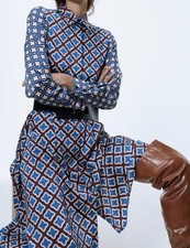 Geometric Print Satin Midi