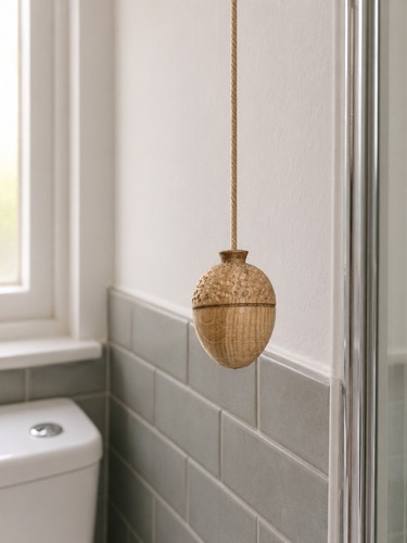 Oak turned acorn design pull - turned,