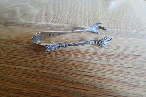 Small silver sugar tongs - silver,