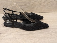 Primark Size 5 Rita Ora Black Diamante flat point-toe slingbacks Shoes new other