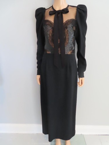 Elie saab black beaded mesh - black, beaded/mesh