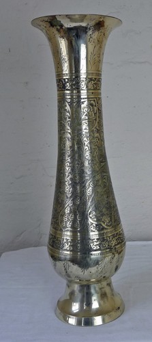 Vintage tall brass - brass, vase