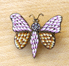 Vintage micro mosaic butterfly brooch, hinged pin