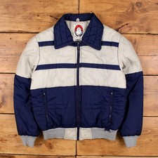 Vintage Ski-Trails Outdoor Jacket S 80s Puffer Striped Blue