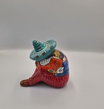 Mexican Hand painted Sleeping Sombrero Figurine Bright Colours