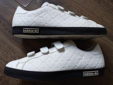 Mens Adidas Large Adidas Motifs Trainers in White Leather in Size 9 UK (Rare)