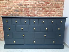 Vintage Large Solid Pine Merchants Haberdashery Apothecary Bank Chest 19 Drawers