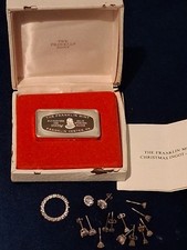 1975 Franklin Mint Silver Xmas Ingot, Cert. Open Sleigh 66.28g + jewellery