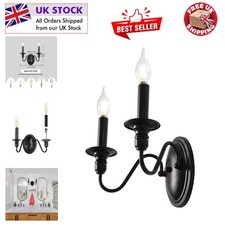 Classic Industrial Black Candle Wall Light - Dimmable, Touch Control, E14 Socket