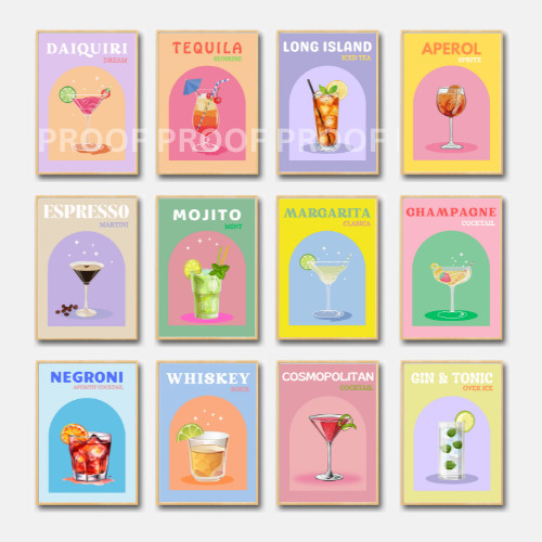 Colourful cocktail posters - colourful, /