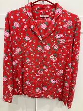 Women's size S Cath Kidston red pink christmas floral long sleeve button pyjamas