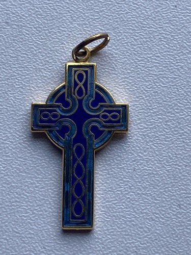 Vintage gold tone blue - vintage, enamel