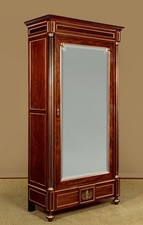 Antique Brass Mounted Mahogany Wardrobe c.1880