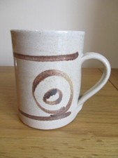 Vintage Abaty Welsh Studio Pottery Small Stoneware Mug Brown Swirl 9 cm Tall