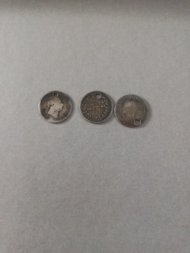 Silver threepence coins - threepence, 2x