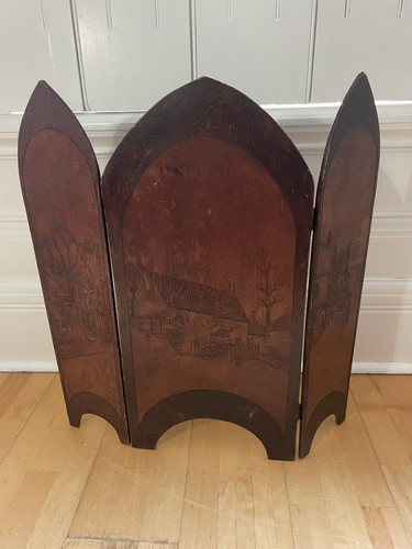 Vintage wooden fire guard - wooden,