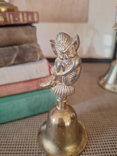 Vintage brass hand bell with - vintage,