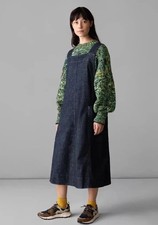 Toast Thea Pinafore Dress Size UK 18--Midi Indigo Blue Denim Sleeveless A Line