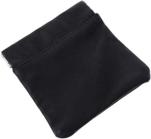 Leather coin pouch black - leather,