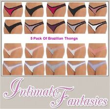 5 Pack Brazilian Thongs Multipack Of Knickers Sexy Black White Size 10 12 14 16