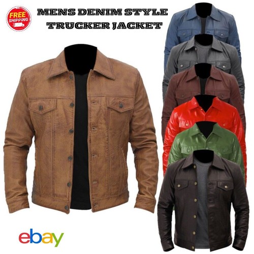 Mens real leather trucker - real,