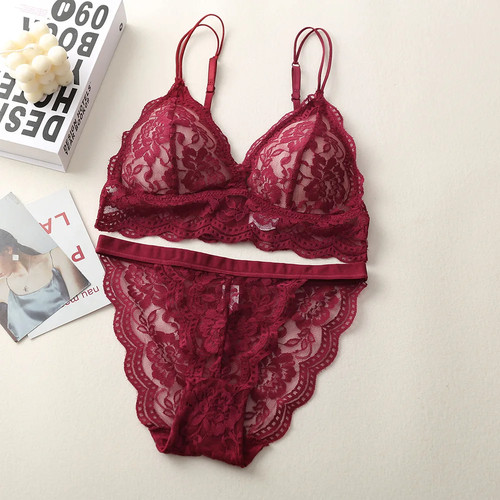 Lace bra and panties - lace,