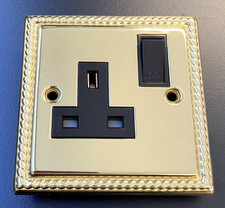 Georgian Decorative Brass 13A switched socket - 1 gang (pack of 5)