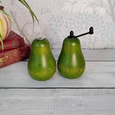 Wooden Pear Fruit Salt Shaker & Pepper Grinder