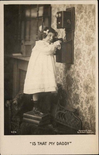 Little girl old telephone - little,