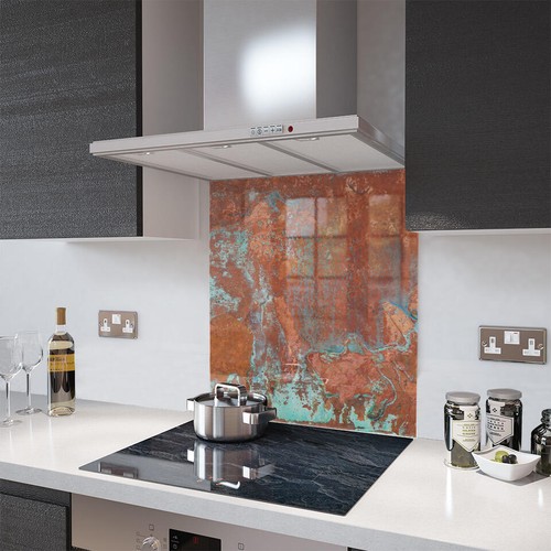 Glass splashbacks aged copper - glass,